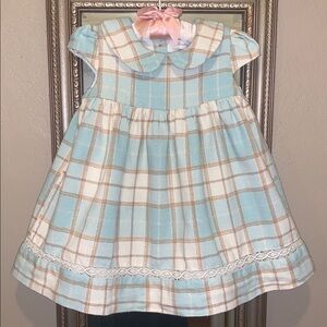 Tommy Bahama Flannel Dress in Blue and White Plaid 12M EUC